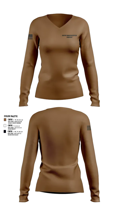 Womens Long Sleeve Vneck Shirt, 465th Transportation Company, Army, Teamtime, Team time, sublimation, custom sports apparel, team uniforms, spirit wear, spiritwear, sports uniforms, custom shirts, team store, custom team store, fundraiser sports, apparel fundraiser