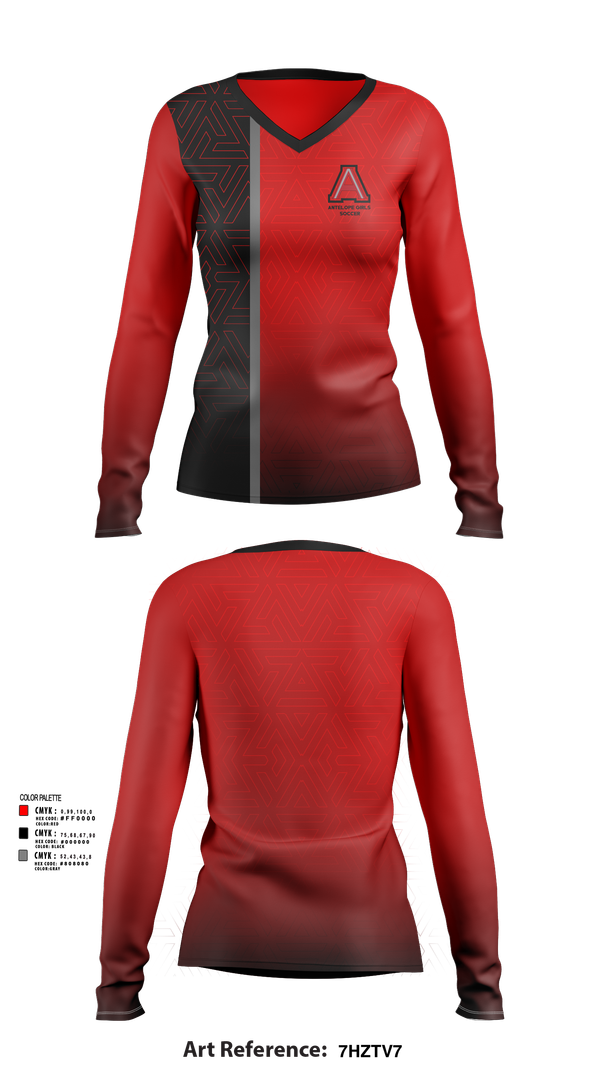 Womens Long Sleeve Vneck Shirt, Antelope Girls Soccer, Women's Soccer, Teamtime, Team time, sublimation, custom sports apparel, team uniforms, spirit wear, spiritwear, sports uniforms, custom shirts, team store, custom team store, fundraiser sports, apparel fundraiser