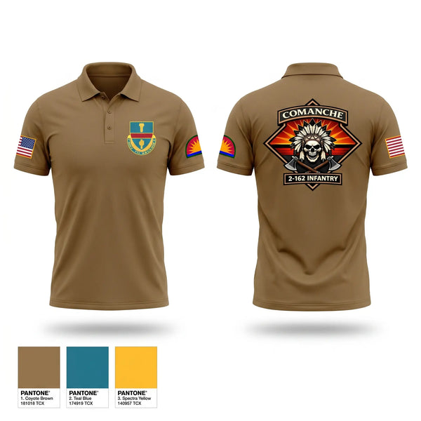 Short Sleeve Performance Polo, Charlie Company 2-162, Army, Teamtime, Team time, sublimation, custom sports apparel, team uniforms, spirit wear, spiritwear, sports uniforms, custom shirts, team store, custom team store, fundraiser sports, apparel fundraiser