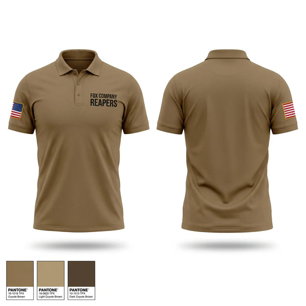 Short Sleeve Performance Polo, Fox company reapers, National Guard, Teamtime, Team time, sublimation, custom sports apparel, team uniforms, spirit wear, spiritwear, sports uniforms, custom shirts, team store, custom team store, fundraiser sports, apparel fundraiser