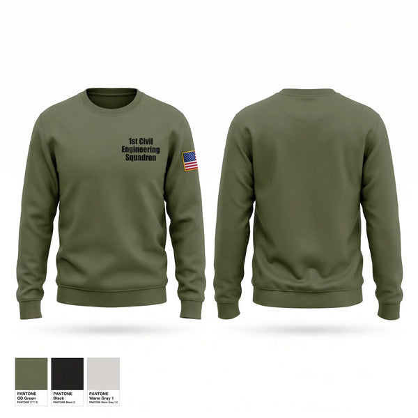 Crew Neck Sweatshirt, 1st Civil Engineering Squadron, Air Force, Teamtime, Team time, sublimation, custom sports apparel, team uniforms, spirit wear, spiritwear, sports uniforms, custom shirts, team store, custom team store, fundraiser sports, apparel fundraiser