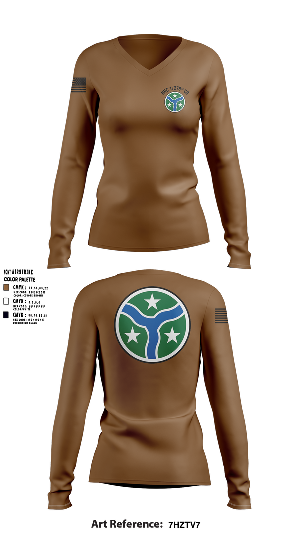 Womens Long Sleeve Vneck Shirt, HHC 278TH CR, National Guard, Teamtime, Team time, sublimation, custom sports apparel, team uniforms, spirit wear, spiritwear, sports uniforms, custom shirts, team store, custom team store, fundraiser sports, apparel fundraiser