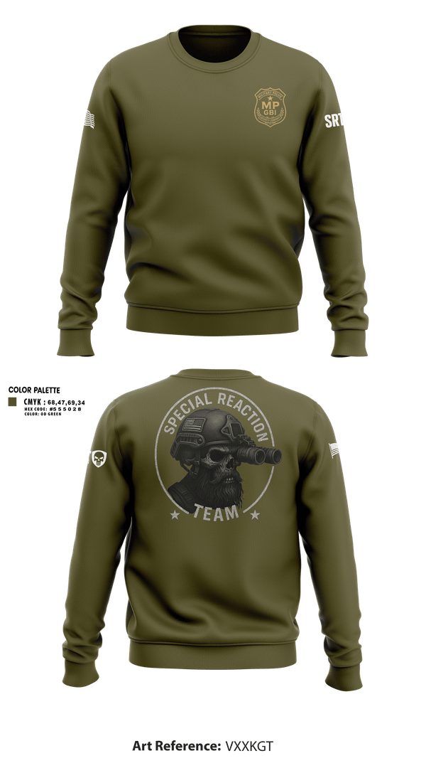 Crew Neck Sweatshirt, MP GBI 49th 2nd Platoon, Army, Teamtime, Team time, sublimation, custom sports apparel, team uniforms, spirit wear, spiritwear, sports uniforms, custom shirts, team store, custom team store, fundraiser sports, apparel fundraiser