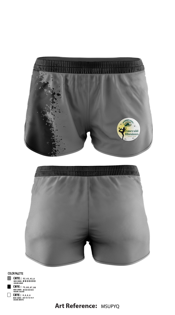 Womens Shorts, Emerald Illusions Dance Team, Spirit Store, Teamtime, Team time, sublimation, custom sports apparel, team uniforms, spirit wear, spiritwear, sports uniforms, custom shirts, team store, custom team store, fundraiser sports, apparel fundraiser