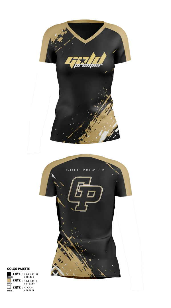 Womens Short Sleeve Vneck Shirt, Gold Premier, Softball, Teamtime, Team time, sublimation, custom sports apparel, team uniforms, spirit wear, spiritwear, sports uniforms, custom shirts, team store, custom team store, fundraiser sports, apparel fundraiser