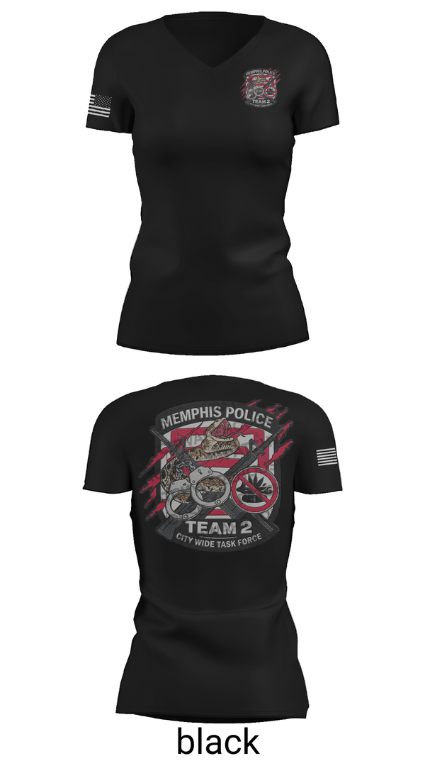 Womens Short Sleeve Vneck Shirt, Memphis Police City Wide Task Force Team Two, Police, Teamtime, Team time, sublimation, custom sports apparel, team uniforms, spirit wear, spiritwear, sports uniforms, custom shirts, team store, custom team store, fundraiser sports, apparel fundraiser