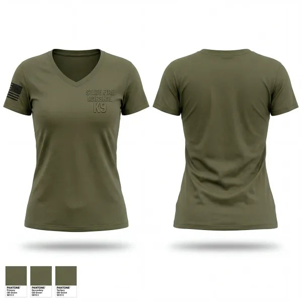 Womens Short Sleeve Vneck Shirt, State Fire Marshal K9, Police, Teamtime, Team time, sublimation, custom sports apparel, team uniforms, spirit wear, spiritwear, sports uniforms, custom shirts, team store, custom team store, fundraiser sports, apparel fundraiser