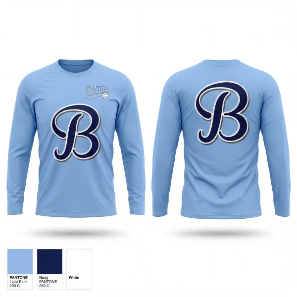 Long Sleeve Performance Shirt, South Coast Blues, Baseball, Teamtime, Team time, sublimation, custom sports apparel, team uniforms, spirit wear, spiritwear, sports uniforms, custom shirts, team store, custom team store, fundraiser sports, apparel fundraiser