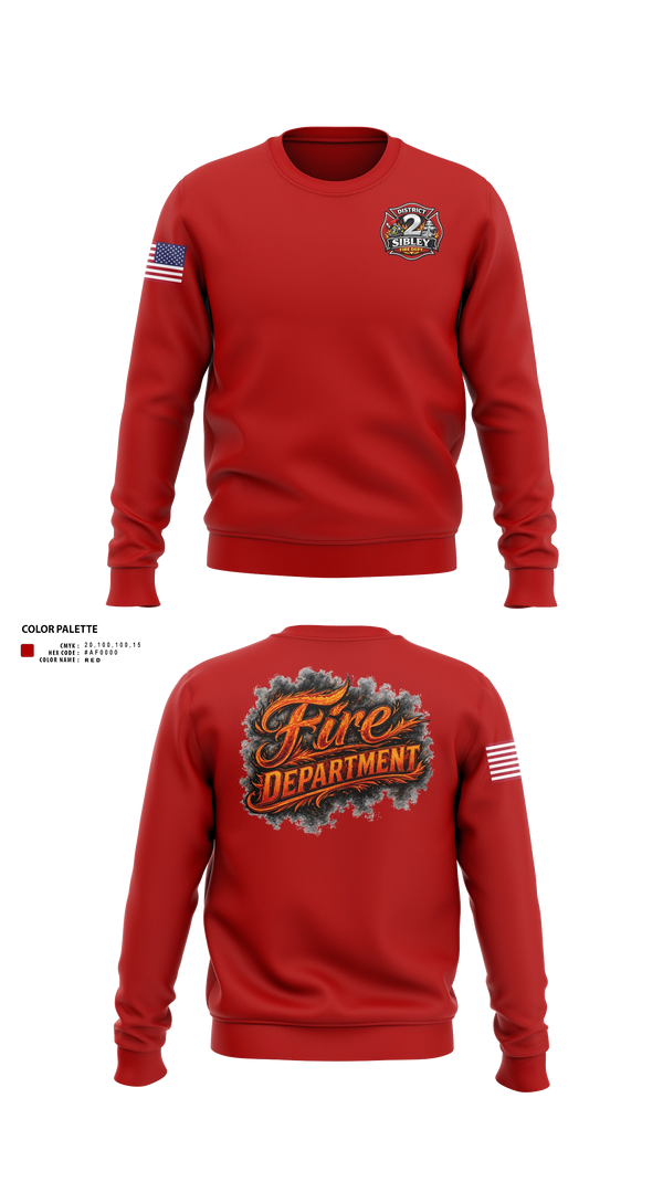 Crew Neck Sweatshirt, Sibley District 2, Fire Department, Teamtime, Team time, sublimation, custom sports apparel, team uniforms, spirit wear, spiritwear, sports uniforms, custom shirts, team store, custom team store, fundraiser sports, apparel fundraiser