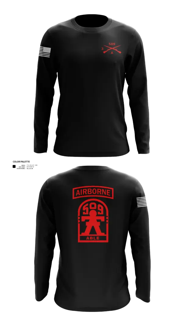 Long Sleeve Performance Shirt, 3-509th Parachute Infantry BN Able Nation, , Teamtime, Team time, sublimation, custom sports apparel, team uniforms, spirit wear, spiritwear, sports uniforms, custom shirts, team store, custom team store, fundraiser sports, apparel fundraiser