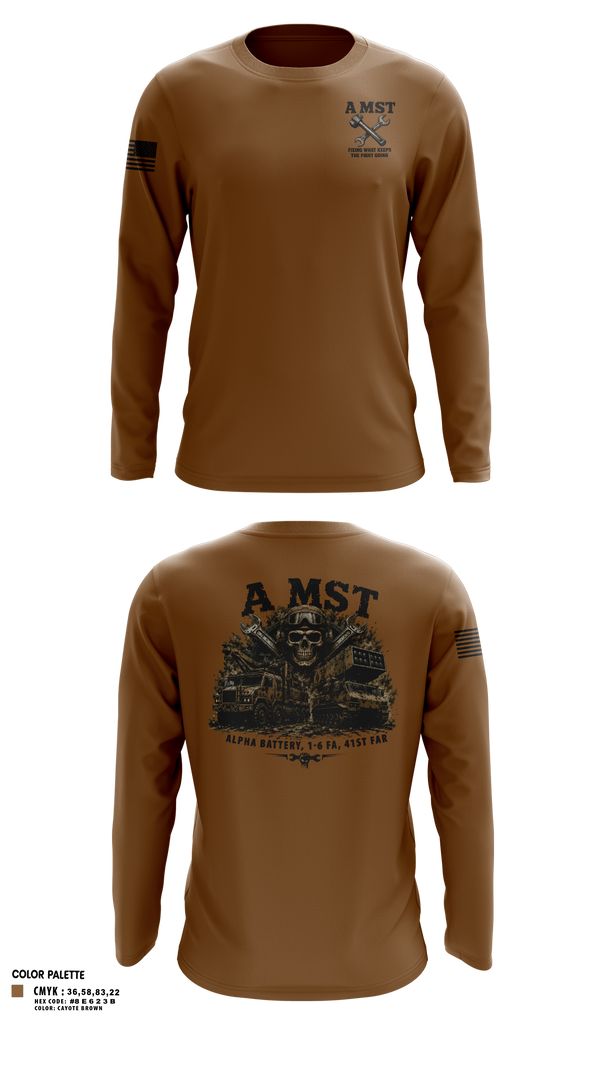 Long Sleeve Performance Shirt, A Battery, 1-6 FA, A MST, Army, Teamtime, Team time, sublimation, custom sports apparel, team uniforms, spirit wear, spiritwear, sports uniforms, custom shirts, team store, custom team store, fundraiser sports, apparel fundraiser