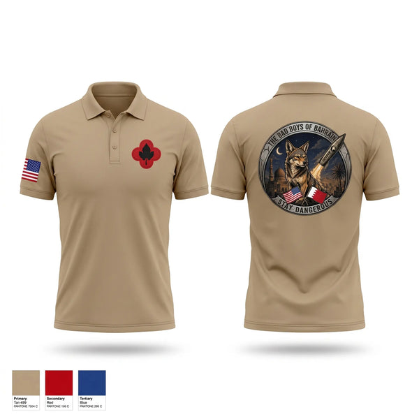 Short Sleeve Performance Polo, 143rd RSG (Bahrain), National Guard, Teamtime, Team time, sublimation, custom sports apparel, team uniforms, spirit wear, spiritwear, sports uniforms, custom shirts, team store, custom team store, fundraiser sports, apparel fundraiser