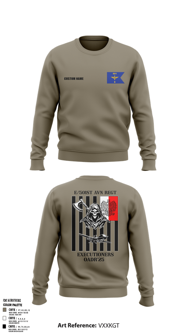 Crew Neck Sweatshirt, E 501st 1AD, CAB AVMX, Army, Teamtime, Team time, sublimation, custom sports apparel, team uniforms, spirit wear, spiritwear, sports uniforms, custom shirts, team store, custom team store, fundraiser sports, apparel fundraiser