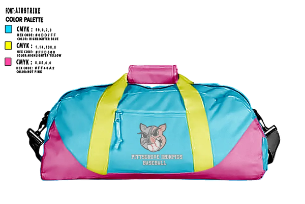Duffle Bag, Pittsgrove IronPigs, Baseball, Teamtime, Team time, sublimation, custom sports apparel, team uniforms, spirit wear, spiritwear, sports uniforms, custom shirts, team store, custom team store, fundraiser sports, apparel fundraiser