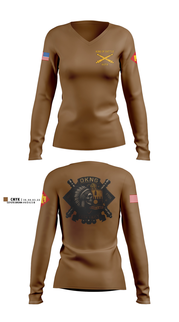 Womens Long Sleeve Vneck Shirt, 160th FTUS AGR, National Guard, Teamtime, Team time, sublimation, custom sports apparel, team uniforms, spirit wear, spiritwear, sports uniforms, custom shirts, team store, custom team store, fundraiser sports, apparel fundraiser