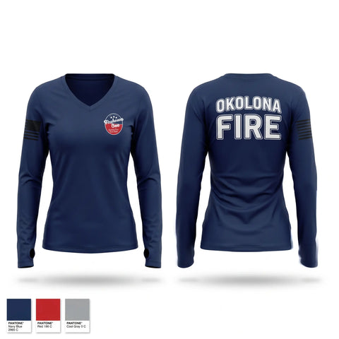 Womens Long Sleeve Vneck Shirt, Station 76, Fire Department, Teamtime, Team time, sublimation, custom sports apparel, team uniforms, spirit wear, spiritwear, sports uniforms, custom shirts, team store, custom team store, fundraiser sports, apparel fundraiser