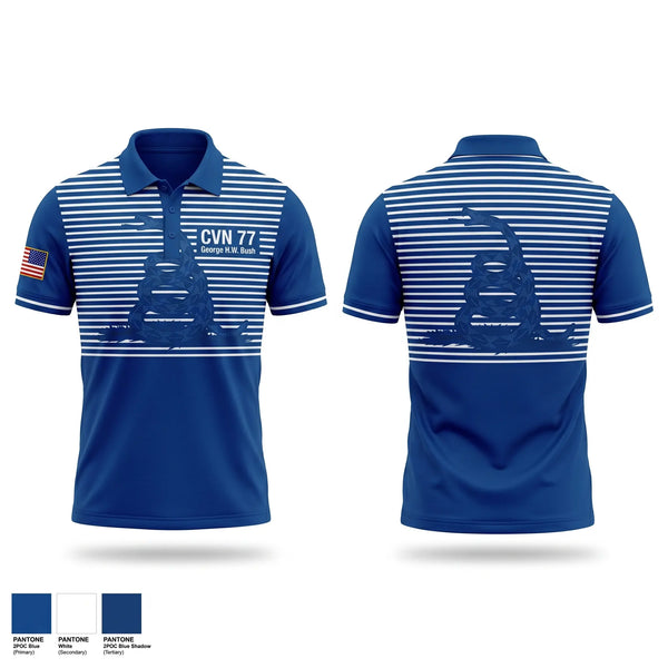 Short Sleeve Performance Polo, CVN 77 George HW. Bush, Navy, Teamtime, Team time, sublimation, custom sports apparel, team uniforms, spirit wear, spiritwear, sports uniforms, custom shirts, team store, custom team store, fundraiser sports, apparel fundraiser