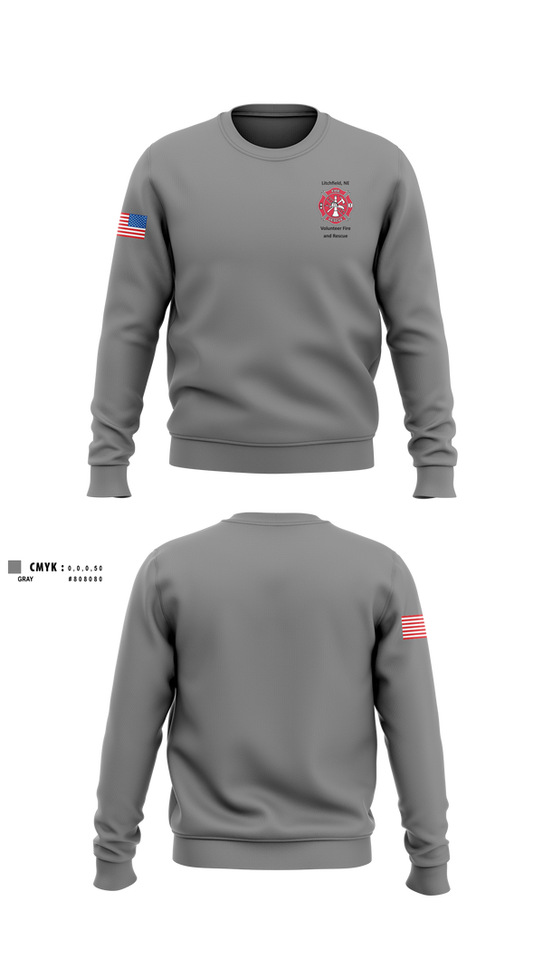 Crew Neck Sweatshirt, Litchfield Volunteer Fire Department, Fire Department, Teamtime, Team time, sublimation, custom sports apparel, team uniforms, spirit wear, spiritwear, sports uniforms, custom shirts, team store, custom team store, fundraiser sports, apparel fundraiser