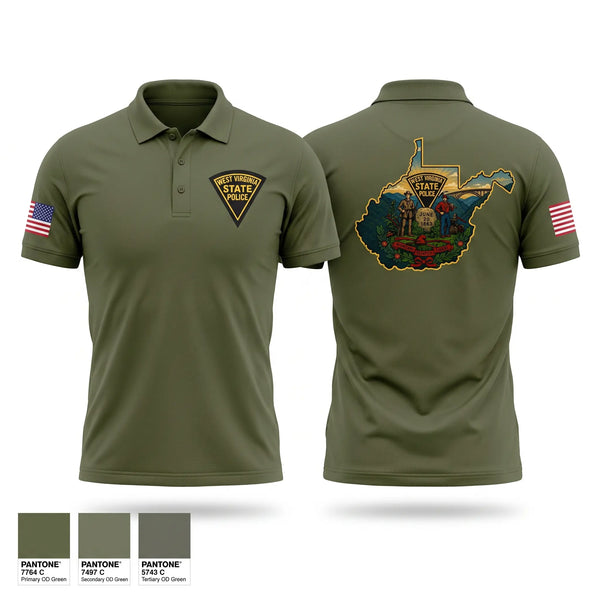 Short Sleeve Performance Polo, WEST VIRGINIA STATE POLICE, Police, Teamtime, Team time, sublimation, custom sports apparel, team uniforms, spirit wear, spiritwear, sports uniforms, custom shirts, team store, custom team store, fundraiser sports, apparel fundraiser