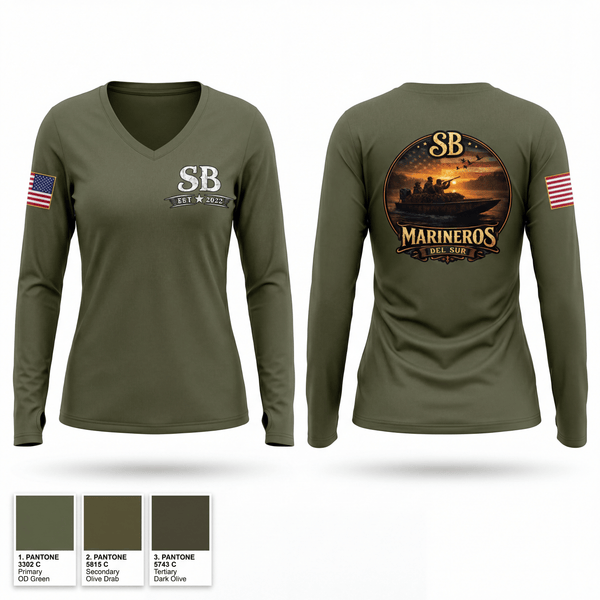 Womens Long Sleeve Vneck Shirt, Sky Blasters, Army, Teamtime, Team time, sublimation, custom sports apparel, team uniforms, spirit wear, spiritwear, sports uniforms, custom shirts, team store, custom team store, fundraiser sports, apparel fundraiser