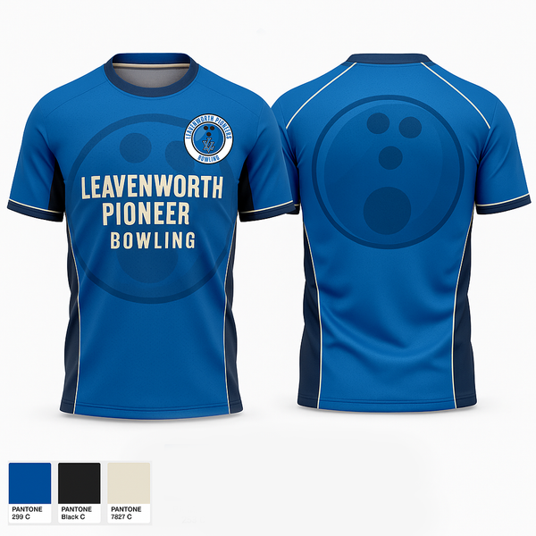 Short Sleeve Performance Shirt, Leavenworth Pioneer Bowling, Bowling, Teamtime, Team time, sublimation, custom sports apparel, team uniforms, spirit wear, spiritwear, sports uniforms, custom shirts, team store, custom team store, fundraiser sports, apparel fundraiser