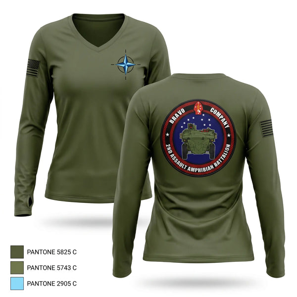 Womens Long Sleeve Vneck Shirt, 2d AABn, Marines, Teamtime, Team time, sublimation, custom sports apparel, team uniforms, spirit wear, spiritwear, sports uniforms, custom shirts, team store, custom team store, fundraiser sports, apparel fundraiser