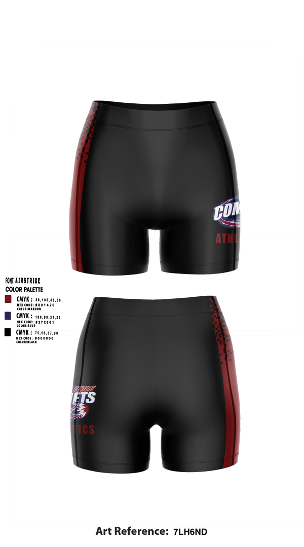 Women's Compression Shorts, Century Middle School, Spirit Store, Teamtime, Team time, sublimation, custom sports apparel, team uniforms, spirit wear, spiritwear, sports uniforms, custom shirts, team store, custom team store, fundraiser sports, apparel fundraiser