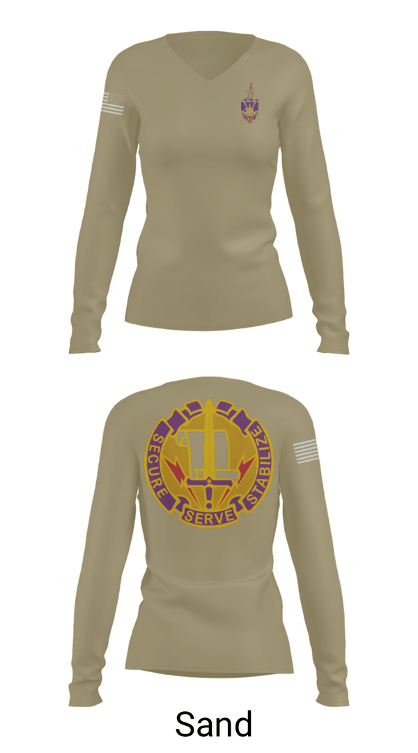 Women's Long Sleeve Vneck Shirt, 405th Civil Affairs Battalion, Army, Teamtime, Team time, sublimation, custom sports apparel, team uniforms, spirit wear, spiritwear, sports uniforms, custom shirts, team store, custom team store, fundraiser sports, apparel fundraiser