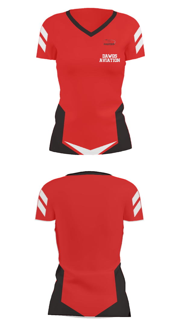 Women's Short Sleeve Vneck Shirt, Dawgs Aviation, , Teamtime, Team time, sublimation, custom sports apparel, team uniforms, spirit wear, spiritwear, sports uniforms, custom shirts, team store, custom team store, fundraiser sports, apparel fundraiser