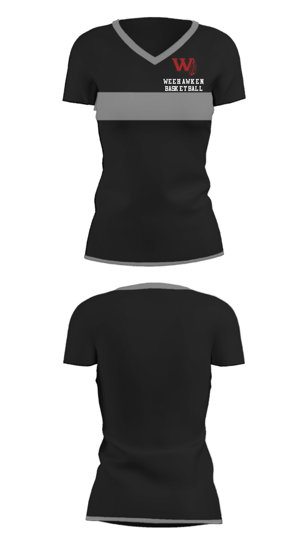 Women's Short Sleeve Vneck Shirt, Weehawken High School Basketball, Men's Basketball, Teamtime, Team time, sublimation, custom sports apparel, team uniforms, spirit wear, spiritwear, sports uniforms, custom shirts, team store, custom team store, fundraiser sports, apparel fundraiser