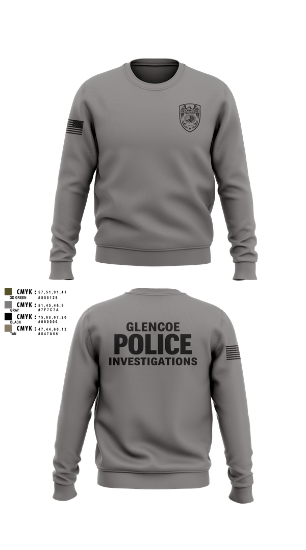 Crew Neck Sweatshirt, Glencoe Investigations, Police, Teamtime, Team time, sublimation, custom sports apparel, team uniforms, spirit wear, spiritwear, sports uniforms, custom shirts, team store, custom team store, fundraiser sports, apparel fundraiser
