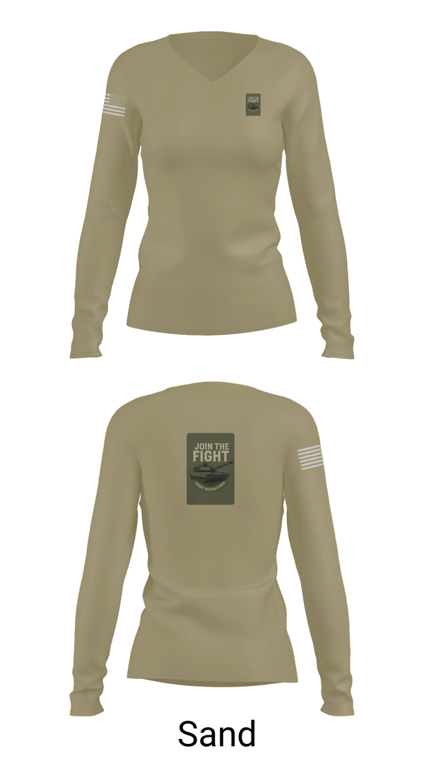 Womens Long Sleeve Vneck Shirt, Army Recruiting, Army, Teamtime, Team time, sublimation, custom sports apparel, team uniforms, spirit wear, spiritwear, sports uniforms, custom shirts, team store, custom team store, fundraiser sports, apparel fundraiser