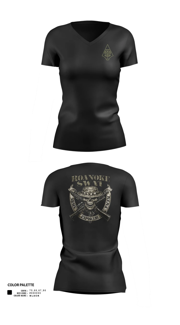 Womens Short Sleeve Vneck Shirt, Roanoke SWAT, Police, Teamtime, Team time, sublimation, custom sports apparel, team uniforms, spirit wear, spiritwear, sports uniforms, custom shirts, team store, custom team store, fundraiser sports, apparel fundraiser
