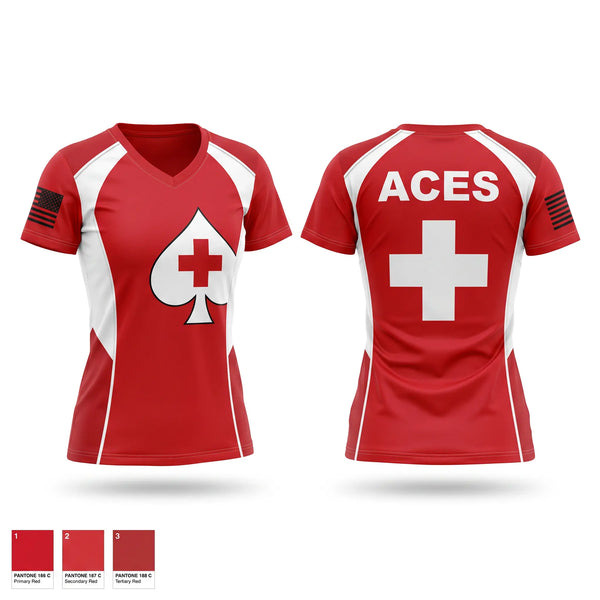Womens Short Sleeve Vneck Shirt, ACES, EMS/EMT, Teamtime, Team time, sublimation, custom sports apparel, team uniforms, spirit wear, spiritwear, sports uniforms, custom shirts, team store, custom team store, fundraiser sports, apparel fundraiser