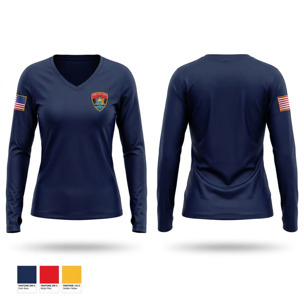Womens Long Sleeve Vneck Shirt, Yonkers Family Court, Police, Teamtime, Team time, sublimation, custom sports apparel, team uniforms, spirit wear, spiritwear, sports uniforms, custom shirts, team store, custom team store, fundraiser sports, apparel fundraiser
