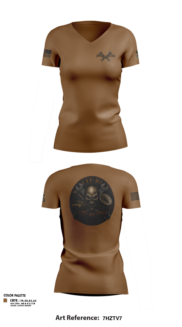 Womens Short Sleeve Vneck Shirt, CTF D-2, Army, Teamtime, Team time, sublimation, custom sports apparel, team uniforms, spirit wear, spiritwear, sports uniforms, custom shirts, team store, custom team store, fundraiser sports, apparel fundraiser