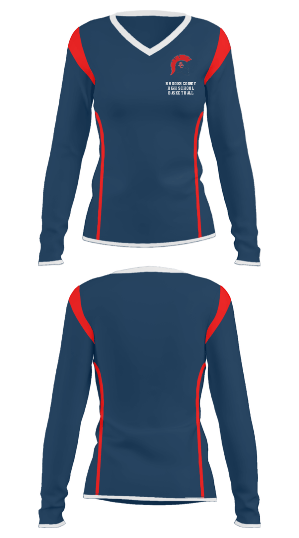 Women's Long Sleeve Vneck Shirt, Brooks County High School Basketball, Men's Basketball, Teamtime, Team time, sublimation, custom sports apparel, team uniforms, spirit wear, spiritwear, sports uniforms, custom shirts, team store, custom team store, fundraiser sports, apparel fundraiser