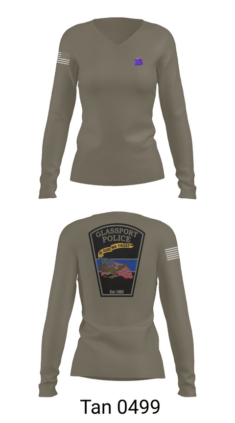 Womens Long Sleeve Vneck Shirt, GLASSPORT POLICE, Police, Teamtime, Team time, sublimation, custom sports apparel, team uniforms, spirit wear, spiritwear, sports uniforms, custom shirts, team store, custom team store, fundraiser sports, apparel fundraiser