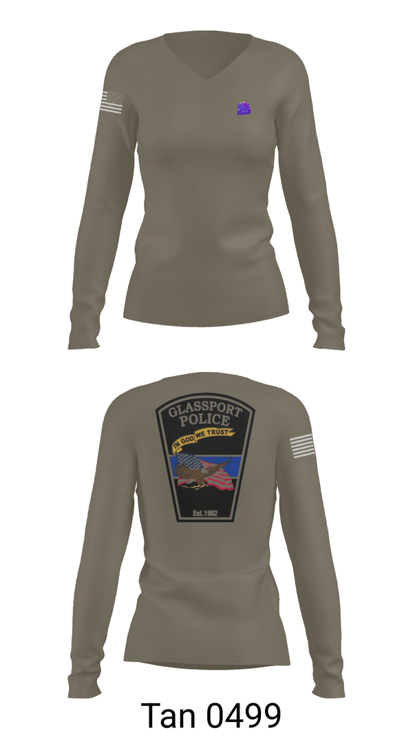 Womens Long Sleeve Vneck Shirt, GLASSPORT POLICE, Police, Teamtime, Team time, sublimation, custom sports apparel, team uniforms, spirit wear, spiritwear, sports uniforms, custom shirts, team store, custom team store, fundraiser sports, apparel fundraiser