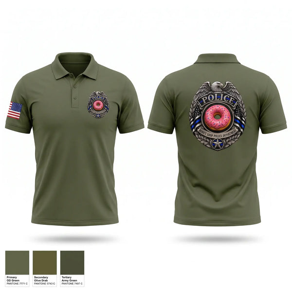 Short Sleeve Performance Polo, Donut Shop Police Department, Police, Teamtime, Team time, sublimation, custom sports apparel, team uniforms, spirit wear, spiritwear, sports uniforms, custom shirts, team store, custom team store, fundraiser sports, apparel fundraiser