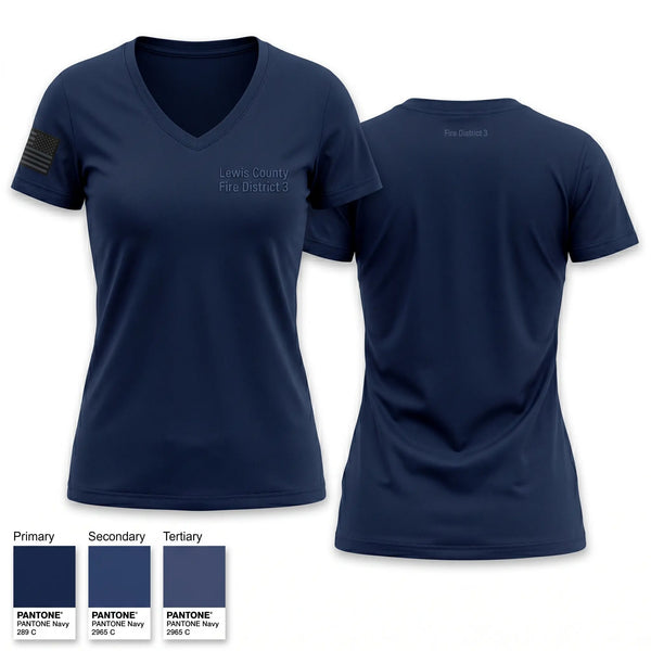 Womens Short Sleeve Vneck Shirt, Lewis County Fire District 3, Fire Department, Teamtime, Team time, sublimation, custom sports apparel, team uniforms, spirit wear, spiritwear, sports uniforms, custom shirts, team store, custom team store, fundraiser sports, apparel fundraiser
