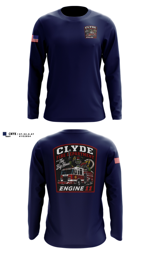 Long Sleeve Performance Shirt, Clyde fire department, Fire Department, Teamtime, Team time, sublimation, custom sports apparel, team uniforms, spirit wear, spiritwear, sports uniforms, custom shirts, team store, custom team store, fundraiser sports, apparel fundraiser