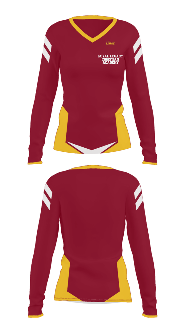 Women's Long Sleeve Vneck Shirt, Royal Legacy Christian Academy, Spirit Store, Teamtime, Team time, sublimation, custom sports apparel, team uniforms, spirit wear, spiritwear, sports uniforms, custom shirts, team store, custom team store, fundraiser sports, apparel fundraiser