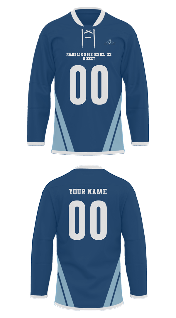 Hockey Jersey, Franklin High School Ice hockey, Ice Hockey, Teamtime, Team time, sublimation, custom sports apparel, team uniforms, spirit wear, spiritwear, sports uniforms, custom shirts, team store, custom team store, fundraiser sports, apparel fundraiser