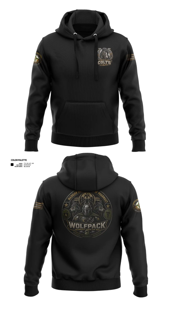 Hoodie, Madigan pharmacy colts, Army, Teamtime, Team time, sublimation, custom sports apparel, team uniforms, spirit wear, spiritwear, sports uniforms, custom shirts, team store, custom team store, fundraiser sports, apparel fundraiser