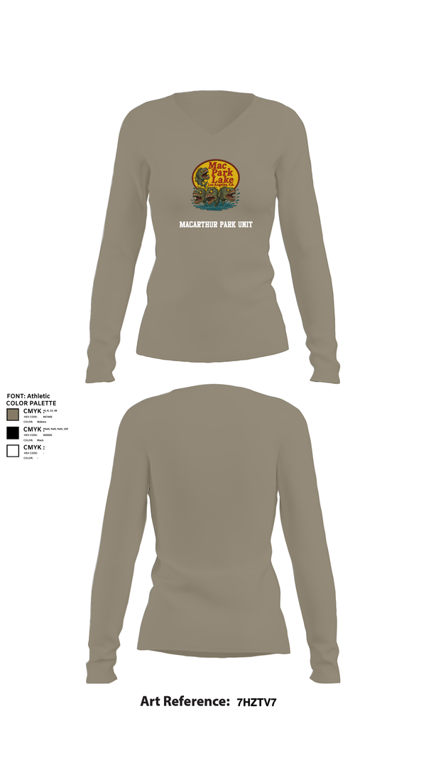 Womens Long Sleeve Vneck Shirt, MACARTHUR PARK UNIT, , Teamtime, Team time, sublimation, custom sports apparel, team uniforms, spirit wear, spiritwear, sports uniforms, custom shirts, team store, custom team store, fundraiser sports, apparel fundraiser