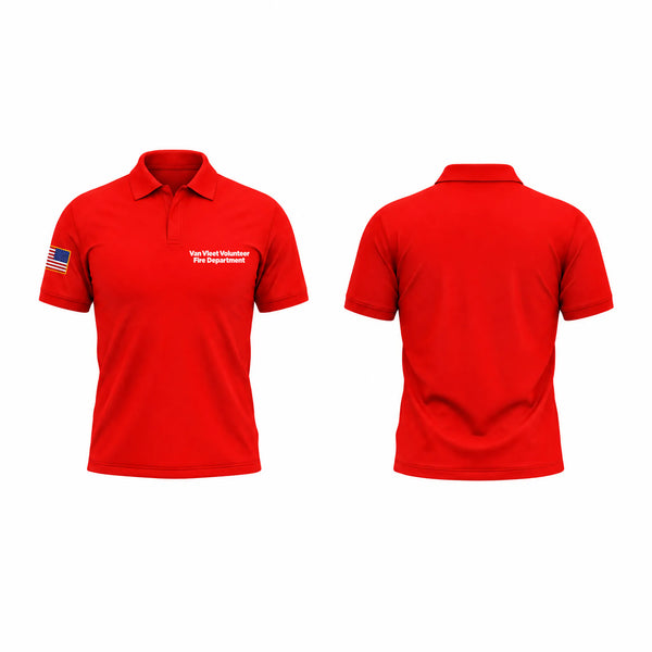 Short Sleeve Performance Polo, Van Vleet Volunteer Fire Department, Fire Department, Teamtime, Team time, sublimation, custom sports apparel, team uniforms, spirit wear, spiritwear, sports uniforms, custom shirts, team store, custom team store, fundraiser sports, apparel fundraiser
