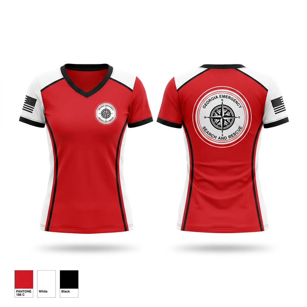 Womens Short Sleeve Vneck Shirt, GESAR, EMS/EMT, Teamtime, Team time, sublimation, custom sports apparel, team uniforms, spirit wear, spiritwear, sports uniforms, custom shirts, team store, custom team store, fundraiser sports, apparel fundraiser