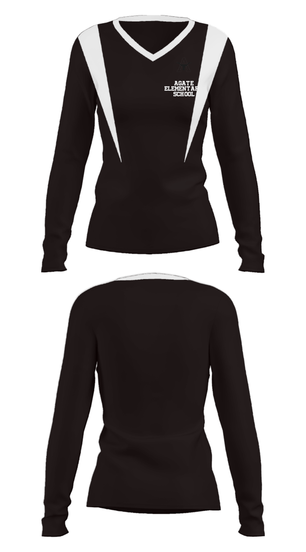 Women's Long Sleeve Vneck Shirt, Agate Elementary School, Spirit Store, Teamtime, Team time, sublimation, custom sports apparel, team uniforms, spirit wear, spiritwear, sports uniforms, custom shirts, team store, custom team store, fundraiser sports, apparel fundraiser