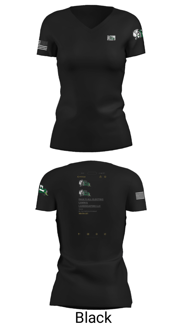 Women's Short Sleeve Vneck Shirt, PAUL’S ALL ELECTRIC LAWN & LANDSCAPING, , Teamtime, Team time, sublimation, custom sports apparel, team uniforms, spirit wear, spiritwear, sports uniforms, custom shirts, team store, custom team store, fundraiser sports, apparel fundraiser